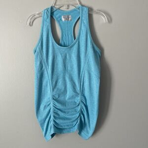 Athleta Size S Blue Sleeveless Fastest Track Workout Athletic Shirt Ruched